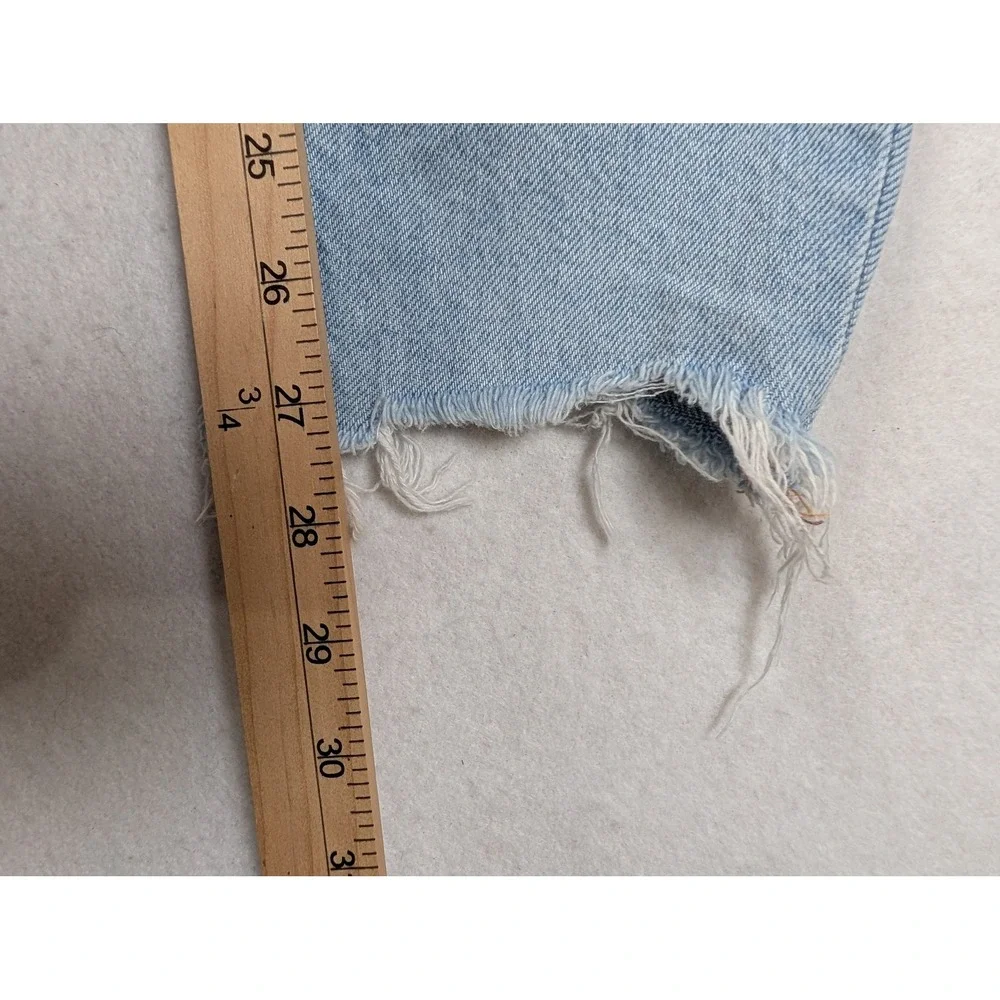 American Eagle Womens Curvy Mom Jeans 00 Distressed Ripped Light Wash Blue